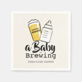 Baby is Brewing Beer Baby Bottle Beige Baby Shower スタンダードカクテルナプキン (正面)