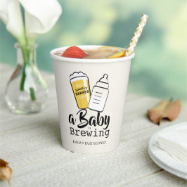 Baby is Brewing Beer Baby Bottle Beige Baby Shower 紙コップ