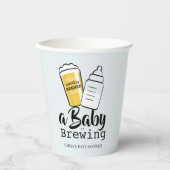 Baby is Brewing Beer Baby Bottle Blue Baby Shower 紙コップ (正面)