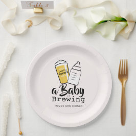Baby is Brewing Beer Baby Bottle Pink Baby Shower ペーパープレート