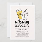 Baby is Brewing Beer Baby Bottle Pink Baby Shower 招待状 (正面)