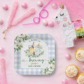 Baby Is Brewing Beer Baby Shower Boy Blue ペーパープレート (パーティー)