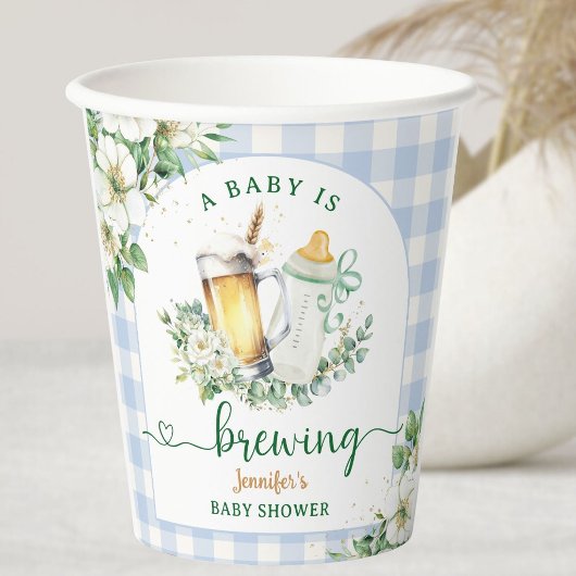 Baby Is Brewing Beer Baby Shower Boy Blue 紙コップ