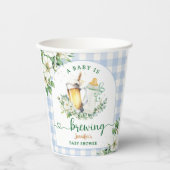 Baby Is Brewing Beer Baby Shower Boy Blue 紙コップ (正面)
