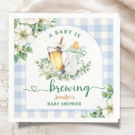 Baby Is Brewing Beer Baby Shower Boy Blue Paper スタンダードカクテルナプキン