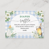 Baby Is Brewing Beer Baby Shower Boy Diaper Raffle エンクロージャーカード (正面)
