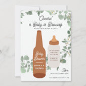 Baby is Brewing Beers & Bottles Coed Baby Shower 招待状 (正面)