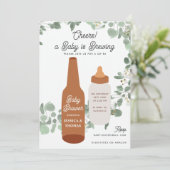 Baby is Brewing Beers & Bottles Coed Baby Shower 招待状 (スタンド正面)