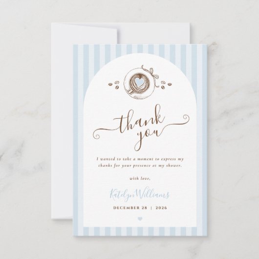 Baby Is Brewing Blue Stripes サンキューカード (正面)