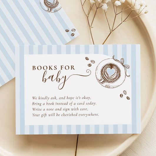Baby Is Brewing Blue Stripes Books for Baby Card エンクロージャーカード