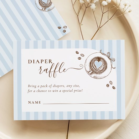 Baby Is Brewing Blue Stripes Diaper Raffle Card エンクロージャーカード