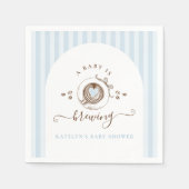 Baby Is Brewing Blue Stripes Hand Drawn Napkins スタンダードカクテルナプキン (正面)