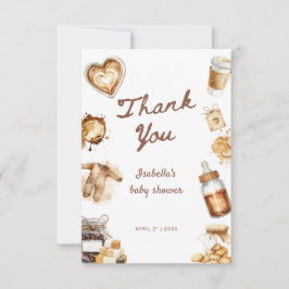 Baby Is Brewing Cafe Bebe Coffee Brown Baby Shower サンキューカード