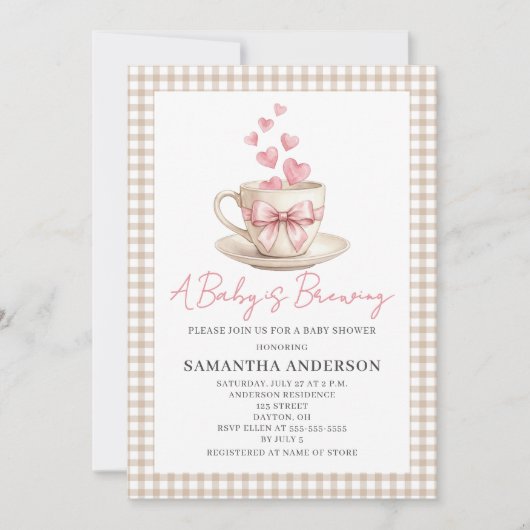 Baby Is Brewing Coffee Baby Shower  招待状 (正面)