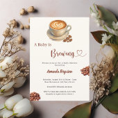 Baby is Brewing coffee Baby Shower 招待状