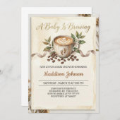 Baby is Brewing Coffee Baby Shower  招待状 (正面/裏面)