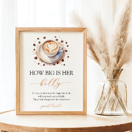 Baby is Brewing Coffee Baby Shower Belly Sign ポスター