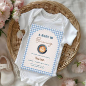 Baby is Brewing Coffee Baby Shower Blue Gingham  招待状