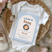 Baby is Brewing Coffee Baby Shower Blue Gingham  招待状