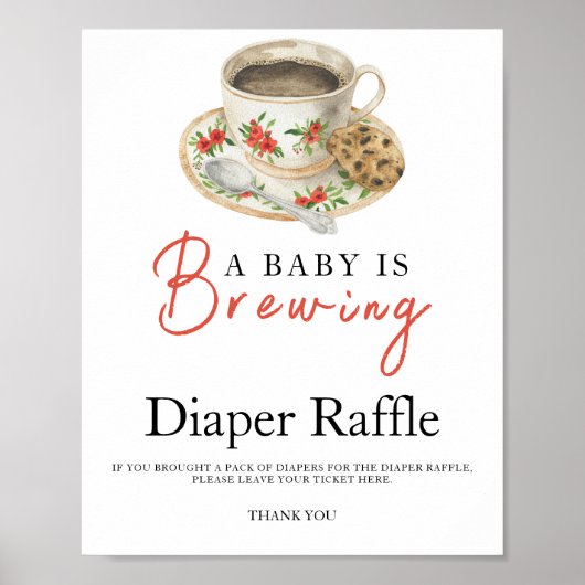 Baby is brewing coffee baby shower diaper raffle  ポスター (正面)