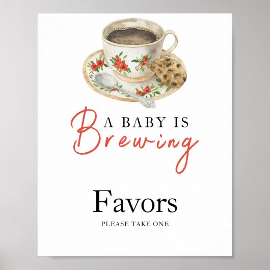 Baby is brewing coffee baby shower FAVORS ポスター (正面)