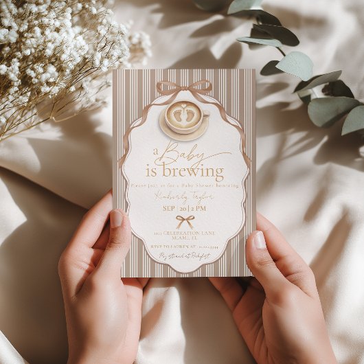 Baby is Brewing Coffee Baby Shower Invitation 招待状