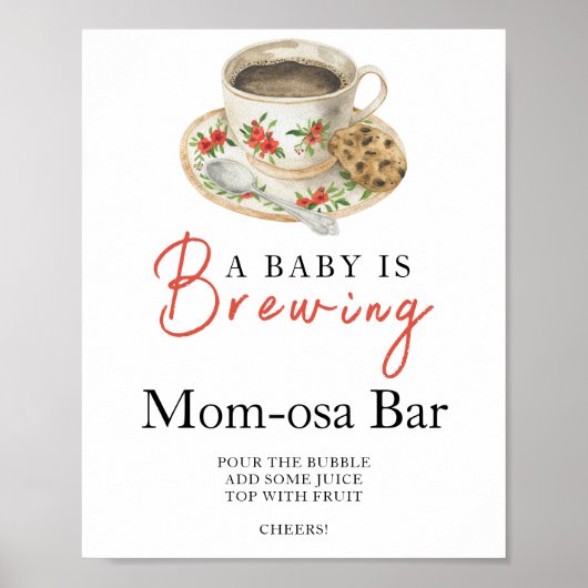Baby is brewing coffee baby shower Momosa bar ポスター (正面)
