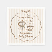 Baby Is Brewing Coffee Baby Shower Napkin スタンダードカクテルナプキン (正面)