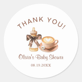 Baby Is Brewing Coffee Baby Shower Thank You ラウンドシール