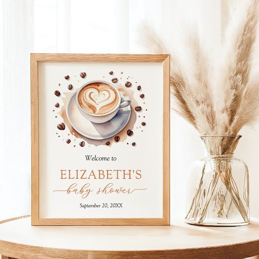 Baby is Brewing Coffee Baby Shower Welcome Sign ポスター