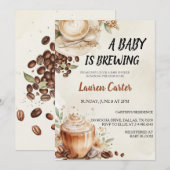 Baby is Brewing! Coffee Bean Baby Shower 招待状 (正面/裏面)
