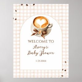 Baby is Brewing Coffee Bean Theme Baby Shower ポスター