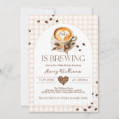 Baby is Brewing Coffee Bean Theme Baby Shower 招待状 (正面)