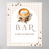 Baby is Brewing Coffee Bean Theme Baby Shower Bar ポスター (正面)