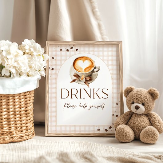 Baby is Brewing Coffee Bean Theme Baby Shower Bar ポスター
