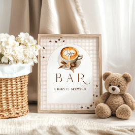 Baby is Brewing Coffee Bean Theme Baby Shower Bar ポスター