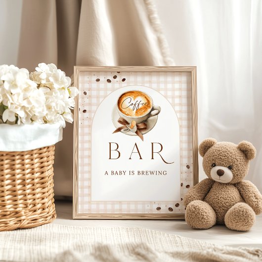 Baby is Brewing Coffee Bean Theme Baby Shower Bar ポスター