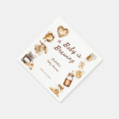 Baby Is Brewing Coffee Brown Baby Shower スタンダードカクテルナプキン (角)