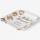 Baby Is Brewing Coffee Brown Baby Shower ペーパープレート (傾斜あり)