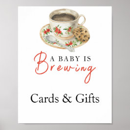 Baby is brewing coffee Cards and gifts baby shower ポスター