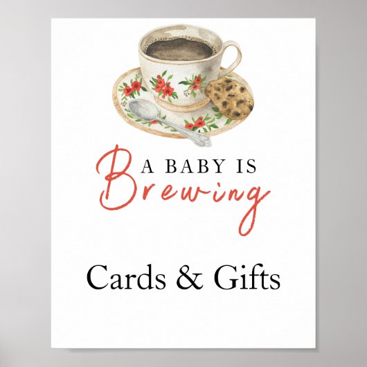 Baby is brewing coffee Cards and gifts baby shower ポスター (正面)