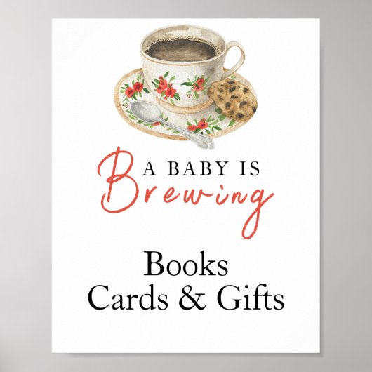 Baby is brewing coffee Cards and gifts baby shower ポスター (正面)