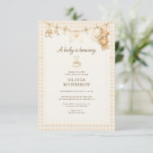 Baby is Brewing Coffee Clothesline Baby Shower 招待状 (スタンド正面)