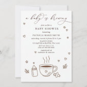 Baby is Brewing Coffee Gender Neutral Baby Shower 招待状 (正面)