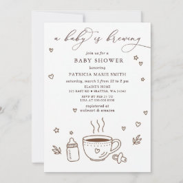 Baby is Brewing Coffee Gender Neutral Baby Shower 招待状
