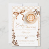 Baby Is Brewing Coffee Gender Neutral Baby Shower 招待状 (正面)
