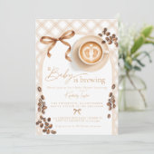 Baby Is Brewing Coffee Gender Neutral Baby Shower 招待状 (スタンド正面)