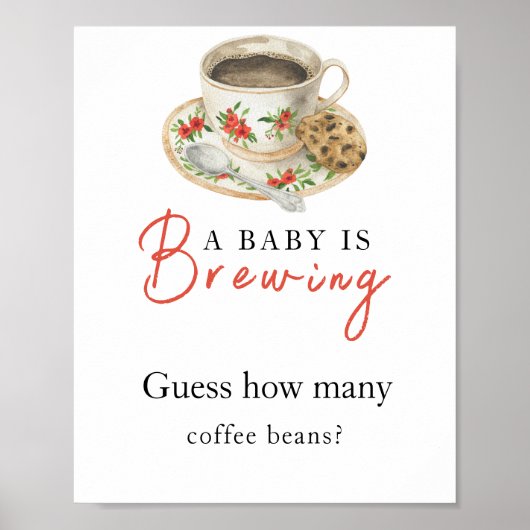 Baby is brewing coffee How many coffee beans ポスター (正面)