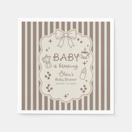 Baby is Brewing Espresso Coffee Baby Shower スタンダードカクテルナプキン (正面)