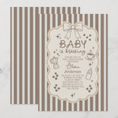 Baby is Brewing Espresso Coffee Party Baby Shower 招待状 (正面/裏面)